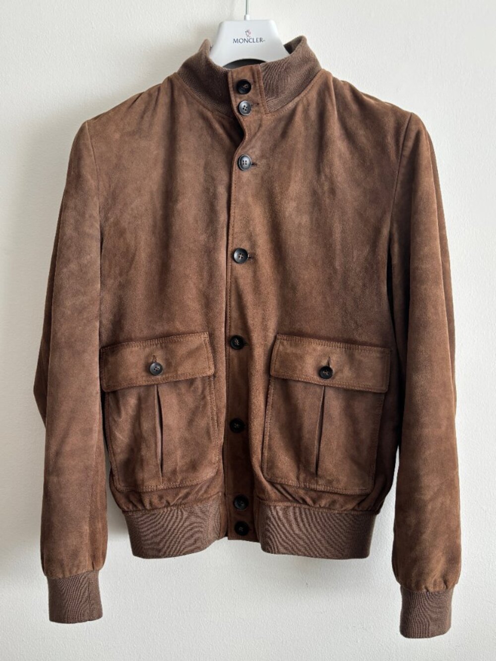 $950 Suitsupply Brown Suede Blouson Valstarino Bomber Jacket - Medium